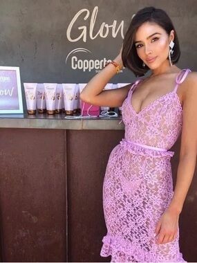 MAJORELLE Lilac Lace Slip Dress